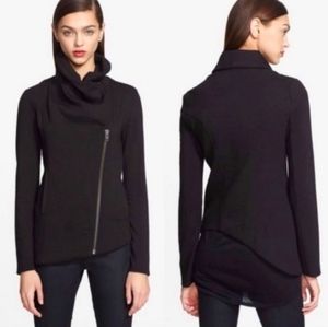 Helmut Lang Black Villous Asymmetrical Zip Front Jacket